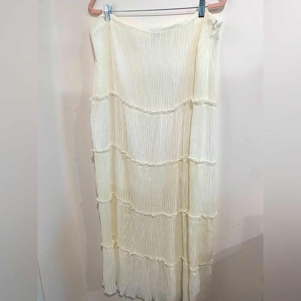 Tiered gauzey white maxi skirt
